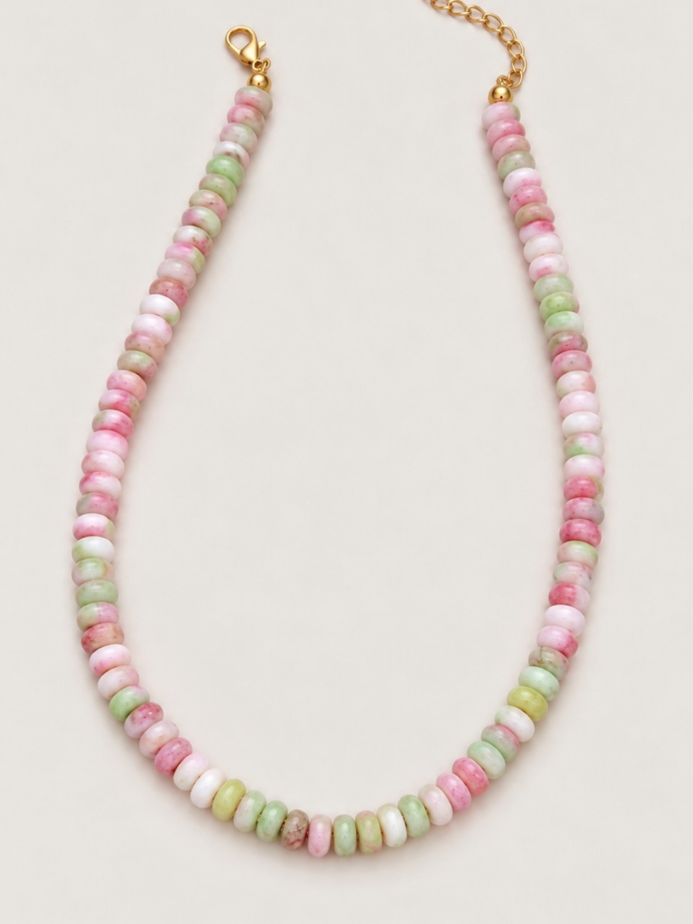 New! Green Pink Marbled Mixed Beaded Preppy Dopamine Necklace NWOT
